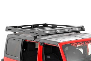 Jeep Wrangler JL Roof Rack - Rough Country - Black Series Lights - Black - '21-'24